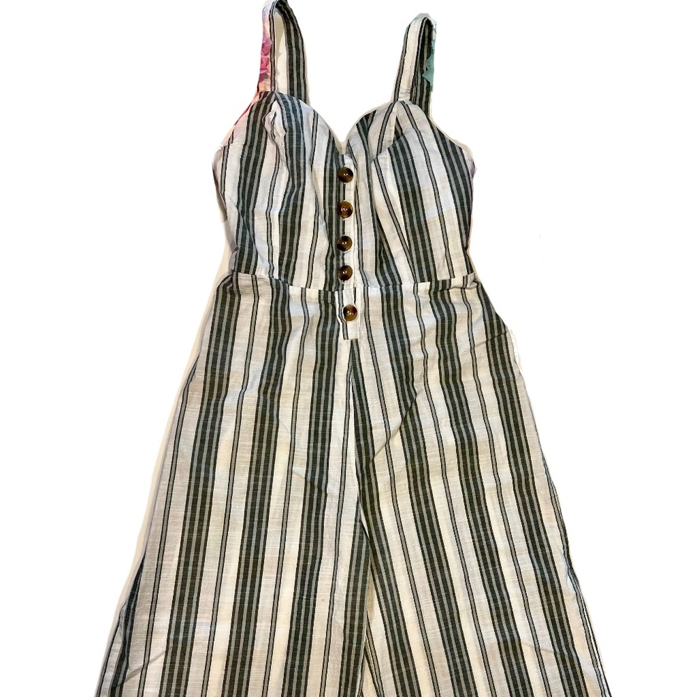 Jumpsuit Ivory/with green lines